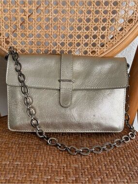 Fulra Gold Genuine Leather Chain Small Shoulder Bag | Wedding Guest, Party